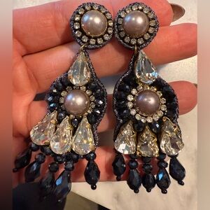 Black and Silver Drop Earrings